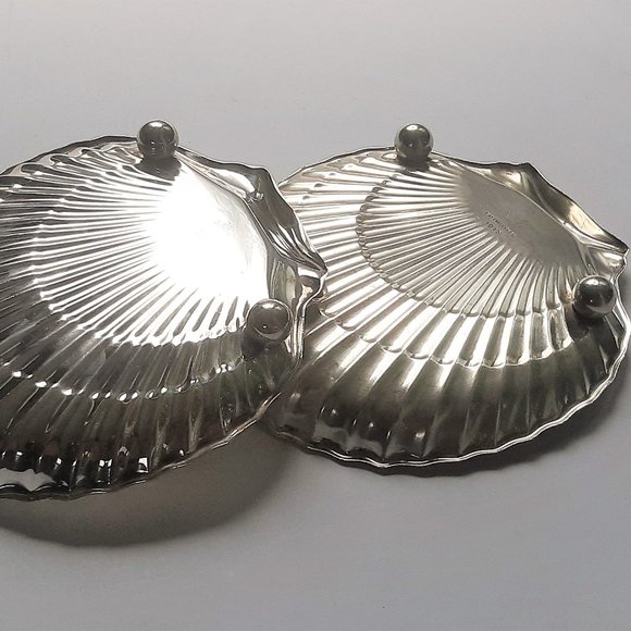 VTG BIRKS Silver PLATE SHELL SHAPED FOOTED CANDY DISH Vanity Tray 2 Available - Picture 4 of 12